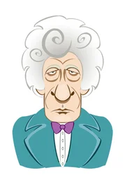 Jon Pertwee als Doctor Who - karikatuur
